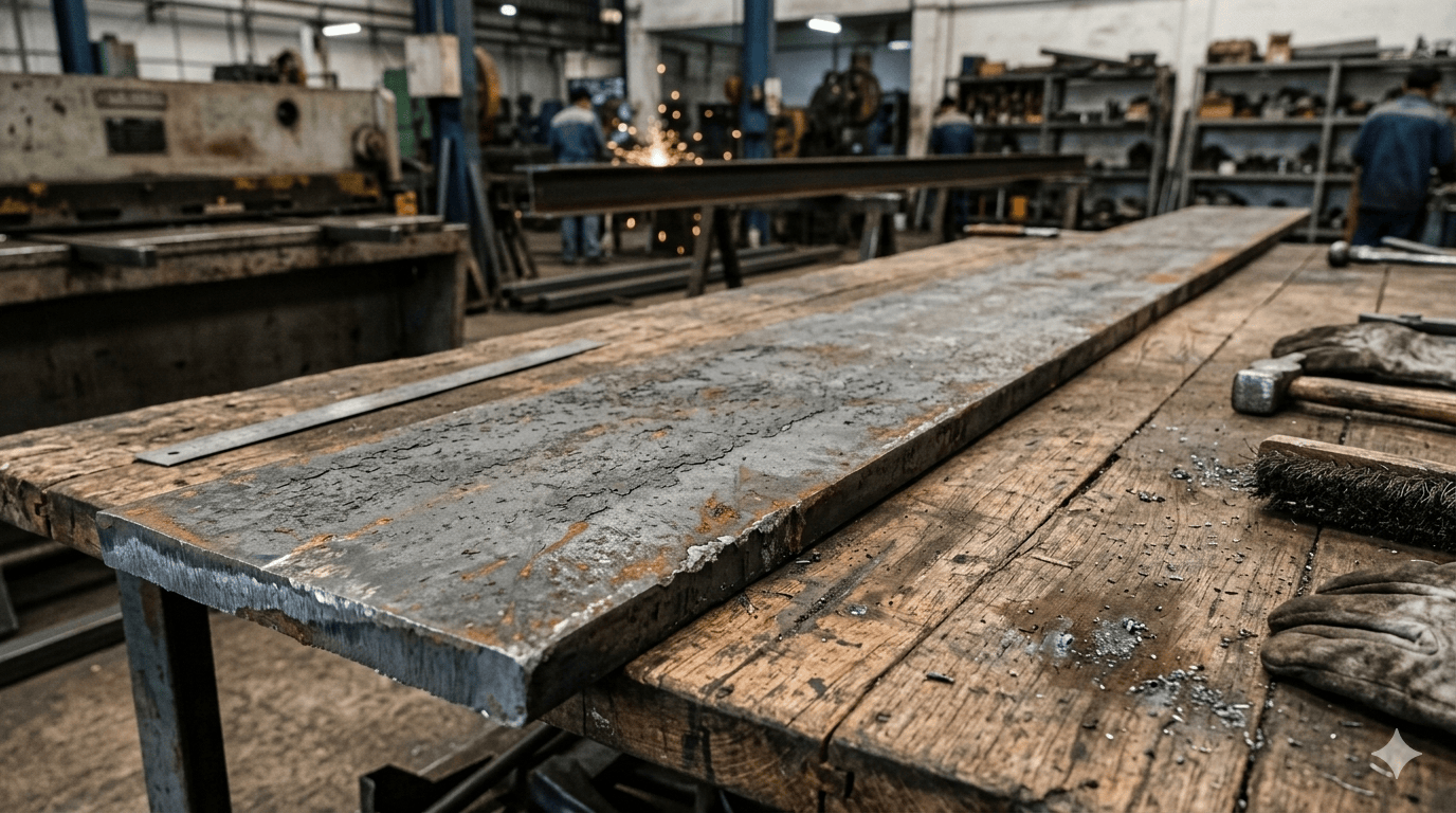 gambar strip plat besi diatas meja